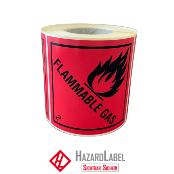 Gefahrgutaufkleber Klasse 2.1, 10x10 cm, Papier, FLAMMABLE GAS